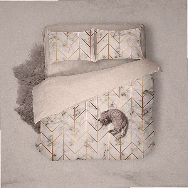 3D Marble Golden Lines Quilt Cover Set Bedding Sets Pillowcases