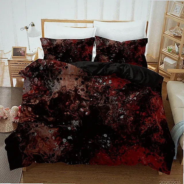 3D Marble Texture Black Red Quilt Cover Set Bedding Sets Pillowcases 64