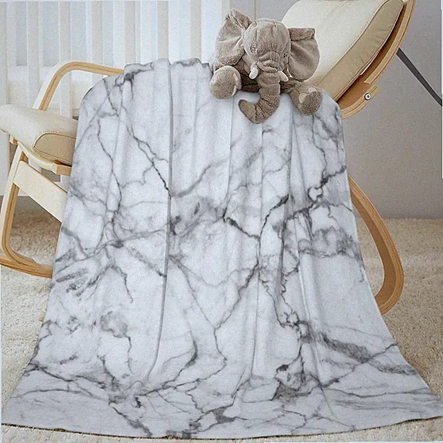 Black and White Marble Fleece Throw Blanket Ultra Soft Cozy Decorative Flanne...