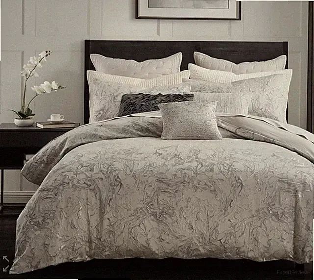 Donna Karan Liquid Marble KING Duvet Platinum/Metallic Jacquard NEW $625