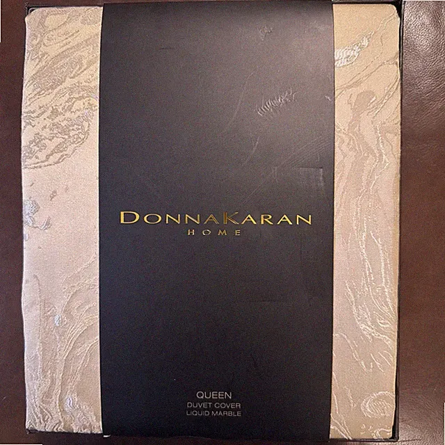 Donna Karan Liquid Marble Queen Duvet GOLD/ Metallic MSRP $500
