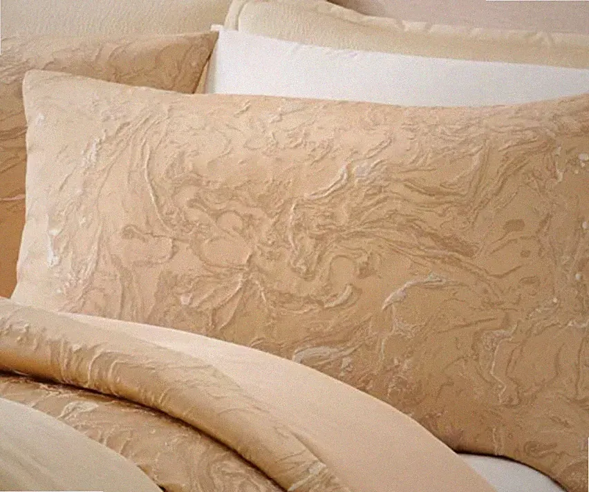 Donna Karan NY King Shams Set 2 Liquid Marble Gold NWT Luxury Bedding