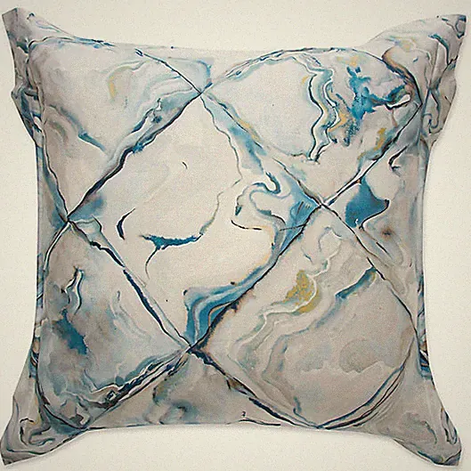 Frette At Home Blue Marble European Pillow Sham in Turquoise Set of 2 shams