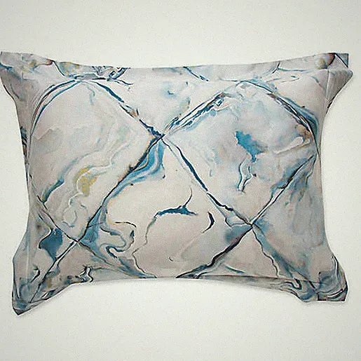 Frette At Home Blue Marble Standard Pillow Sham Turquoise Set of 2 shams JL23040