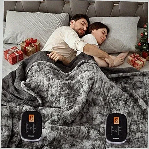 Heated Blanket King Size, Dual Control, King Size 100" x 90" Marble Grey