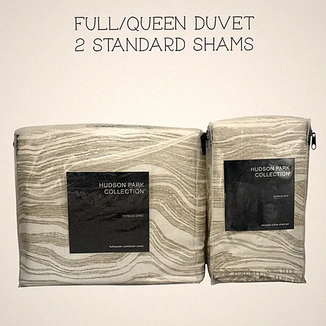 Hudson Park Marbled Sand FULL / QUEEN Duvet Cover Set - 3 PIECE