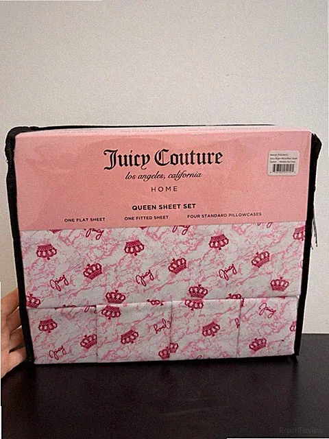 Juicy Couture Marble Hot Pink Juicy Princess Crown Tiara Logo 6 Pc Queen Sheets