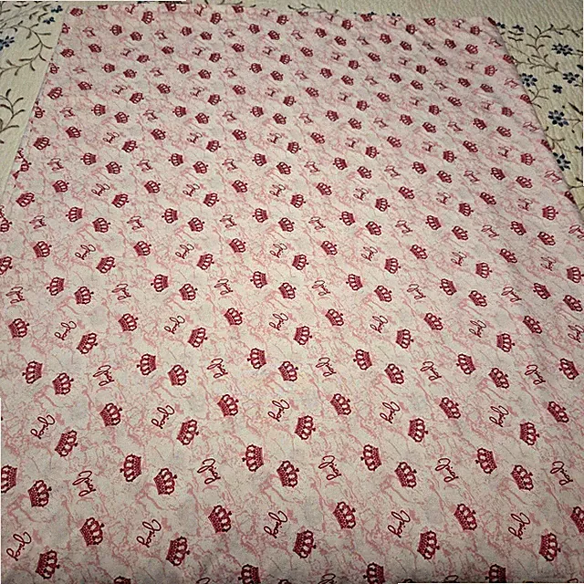 Juicy Couture Queen Flat Sheet Pink & White Crowns on Marble Look Background