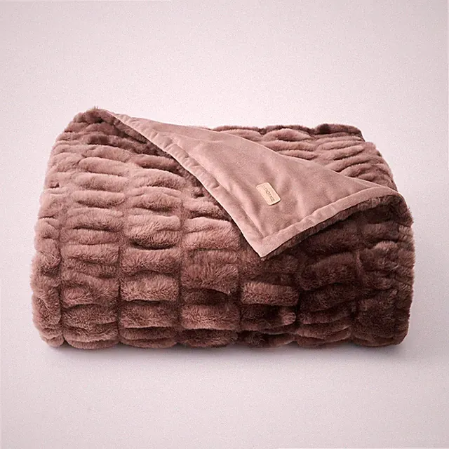 Luxurious Soft Faux Rabbit Fur Throw Blanket, Cozy Fuzzy Plush Warm Throws fo...
