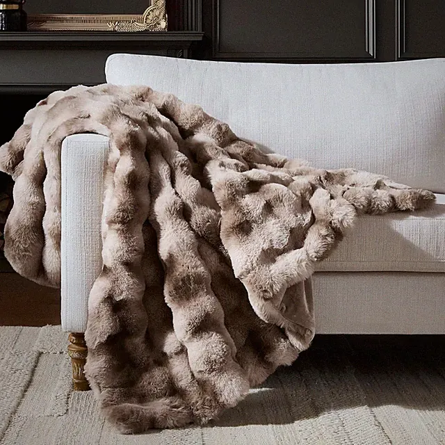 Luxury Bubble Throw Blanket, Faux Fur Mink Plush Throw for Couch, Sofa and Bed