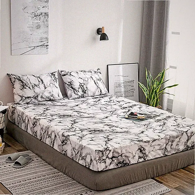 Modern Marble Pattern Bug-Proof Mattress Cover For Home And Hotel Bed Room Decor