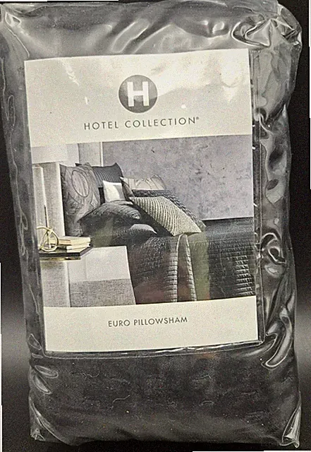 NEW! Hotel Collection Marble Geo Pattern Euro Pillow Shams - Cotton, Black