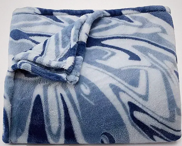 NWT 5'x6' Blue Marble Epoxy SWIRLS The Big One Oversized Plush Throw Blanket