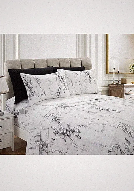 Sheet set Marble Pattern 1500 Thread Count (6-Piece Set) Queen Size