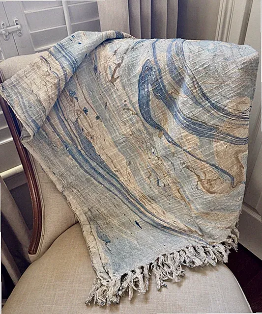 Sky & Champagne Marbled Artisan Throw