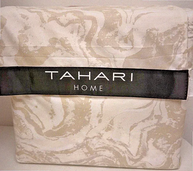 Tahari Home | King | Beige Multi | 4-Piece Sheet Set Marble Print